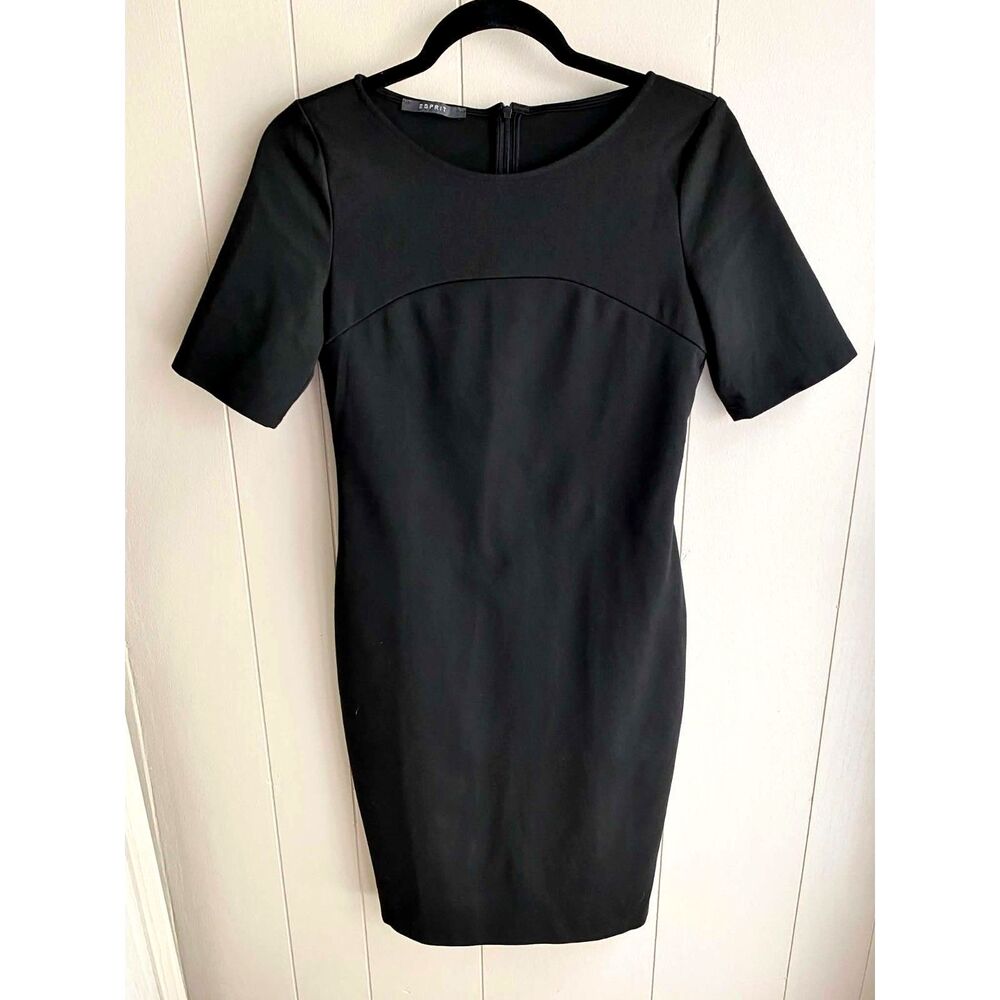 ESPRIT Women’s Small Black Short Sleeve Sheath Dress Classic Work Office
